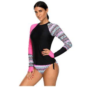 Lopie Long Sleeves Rash Guard Swimsuit --Aztec